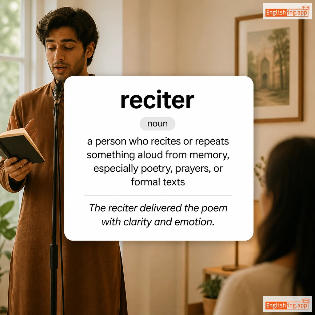 reciter definition card — visual illustration of the meaning