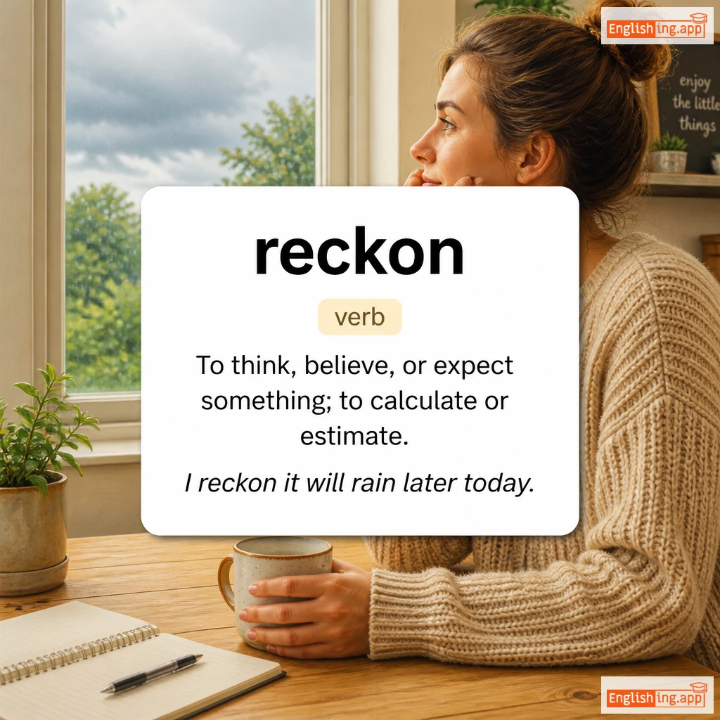 reckon definition card — visual illustration of the meaning