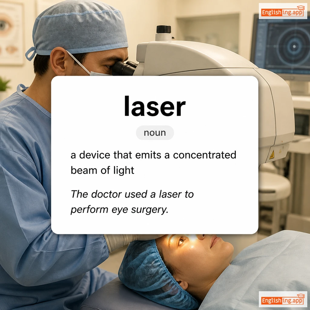 laser definition card — visual illustration of the meaning