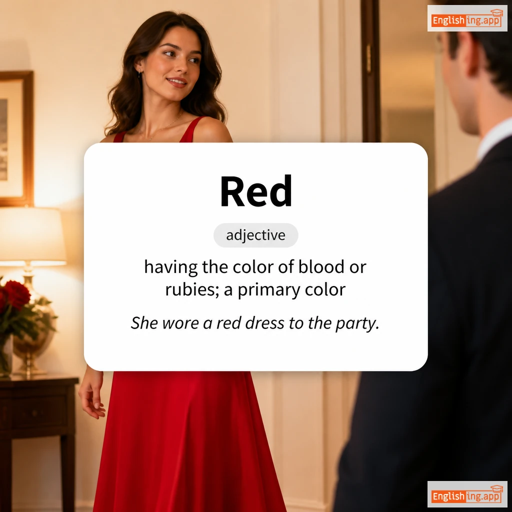 Red definition card — visual illustration of the meaning