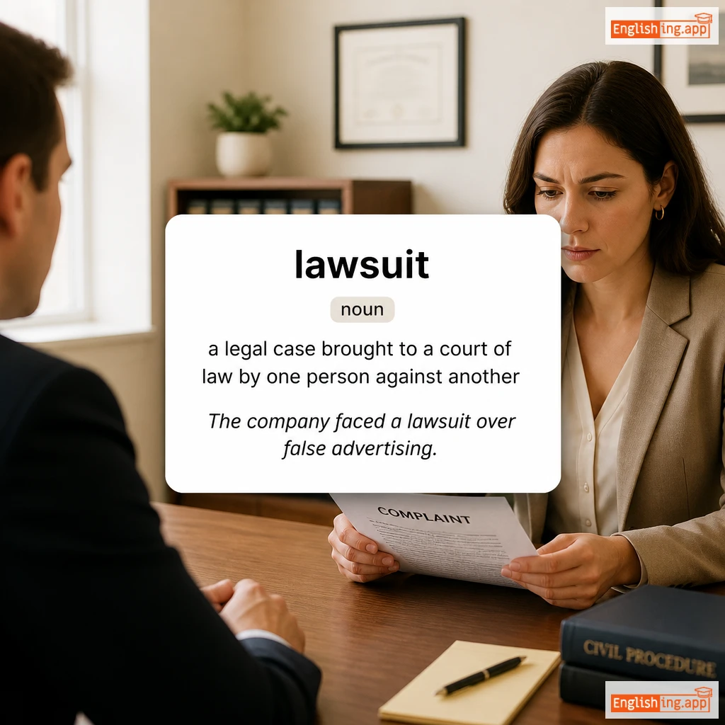lawsuit definition card — visual illustration of the meaning