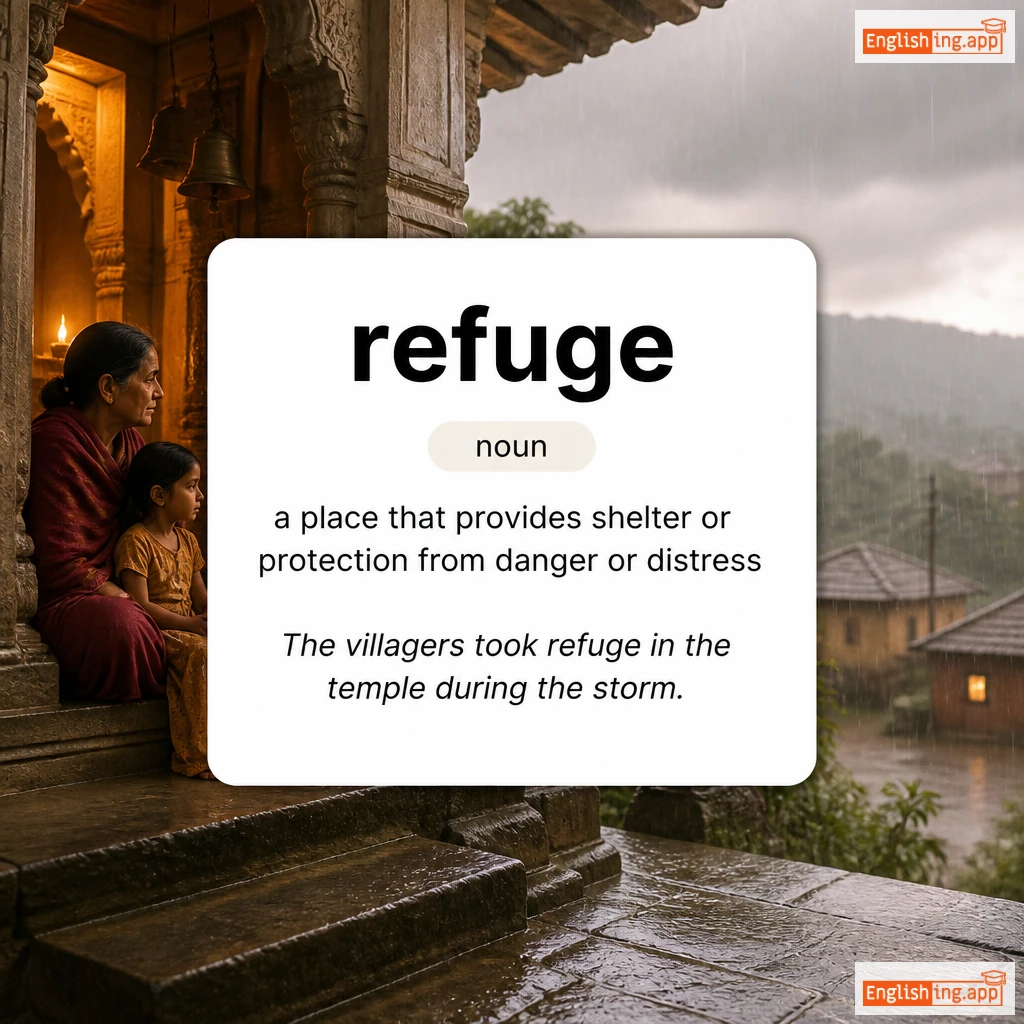 refuge definition card — visual illustration of the meaning
