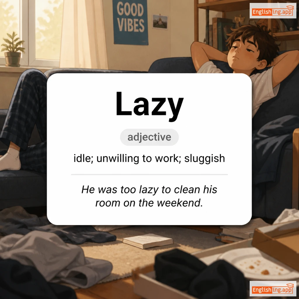 Lazy definition card — visual illustration of the meaning