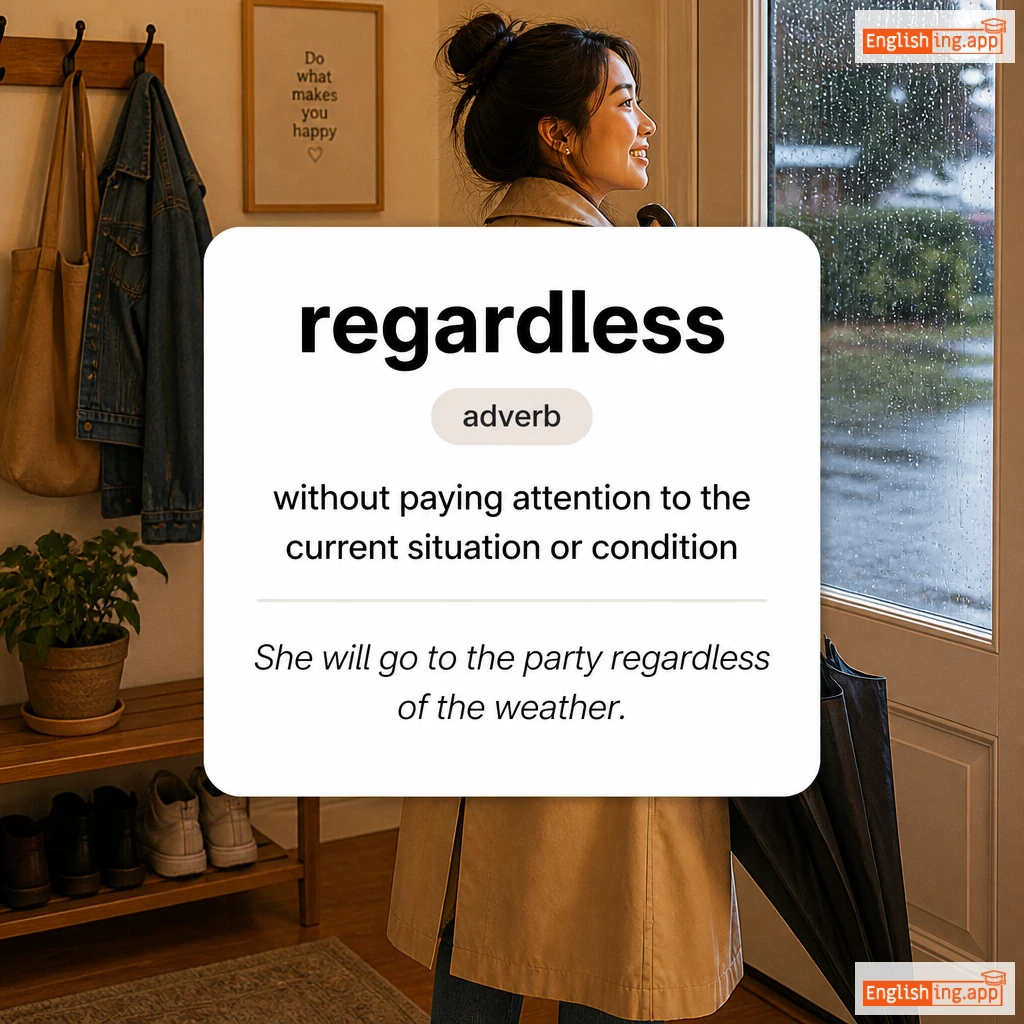 regardless definition card — visual illustration of the meaning