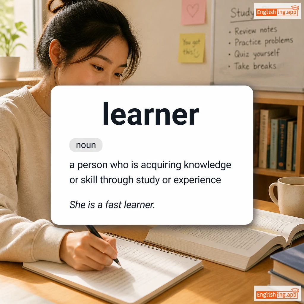 learner definition card — visual illustration of the meaning
