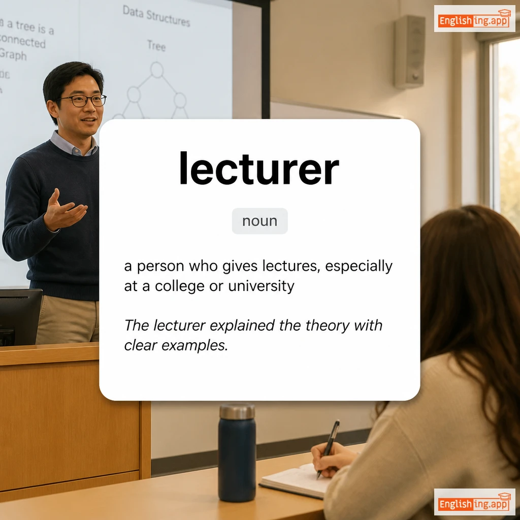 lecturer definition card — visual illustration of the meaning