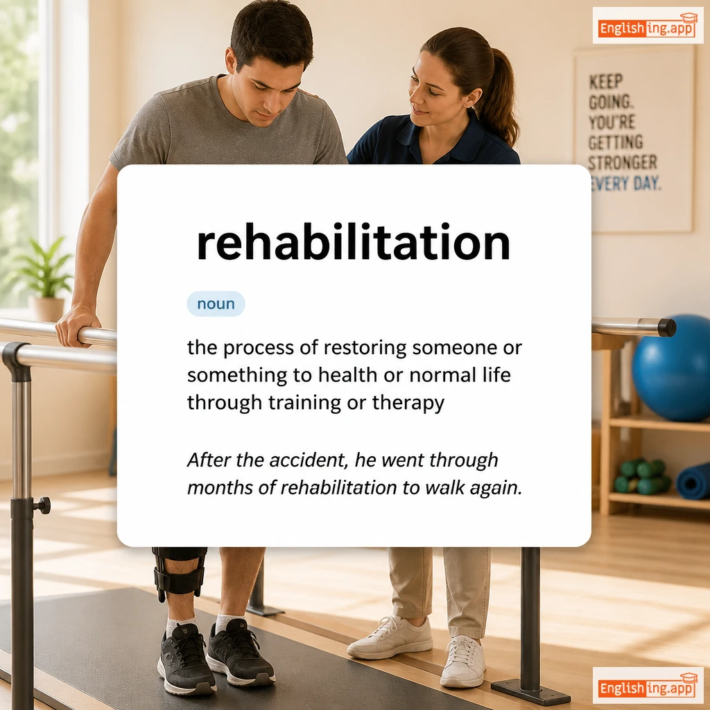 rehabilitation definition card — visual illustration of the meaning