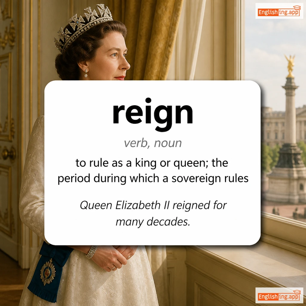 reign definition card — visual illustration of the meaning