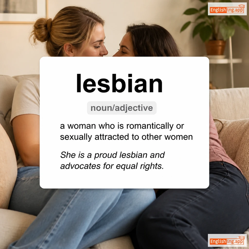 lesbian definition card — visual illustration of the meaning