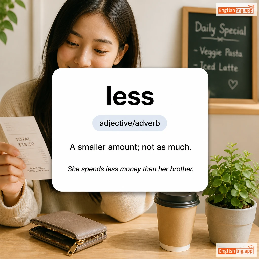 less definition card — visual illustration of the meaning