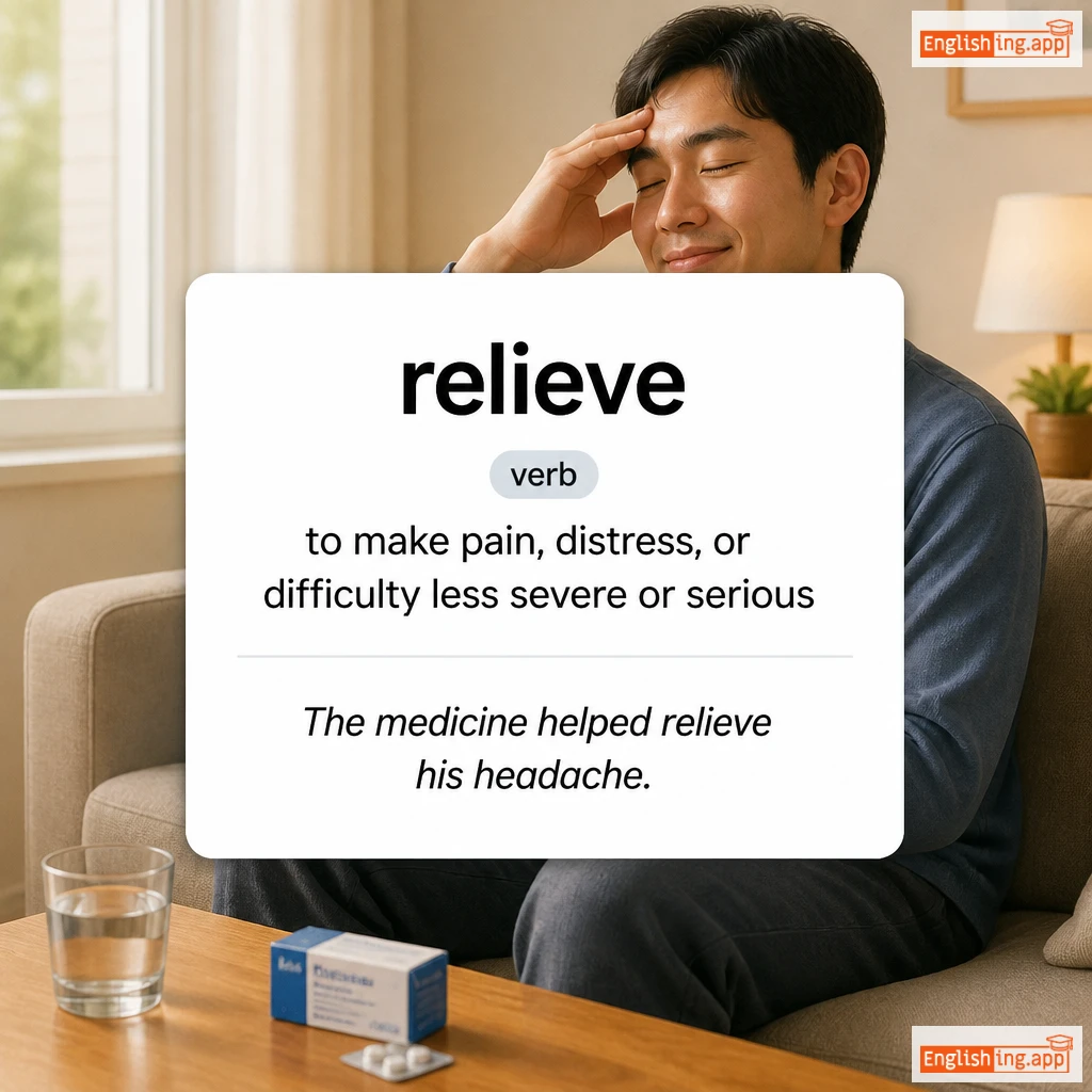 relieve definition card — visual illustration of the meaning