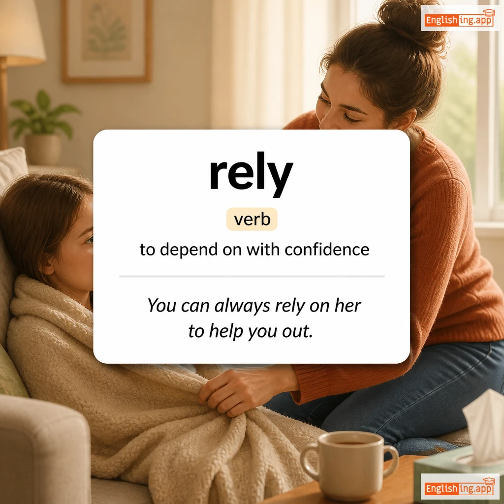 rely definition card — visual illustration of the meaning
