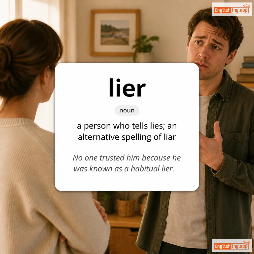 lier definition card — visual illustration of the meaning