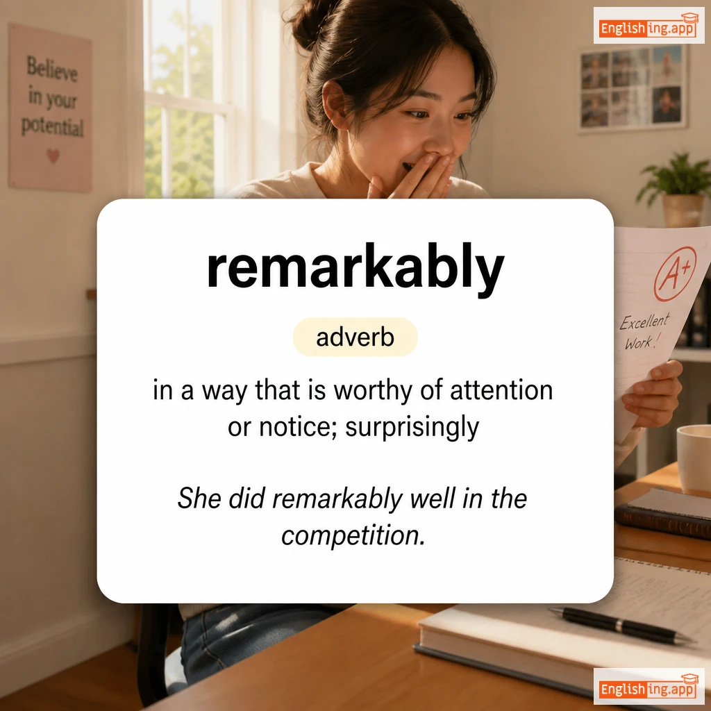 remarkably definition card — visual illustration of the meaning