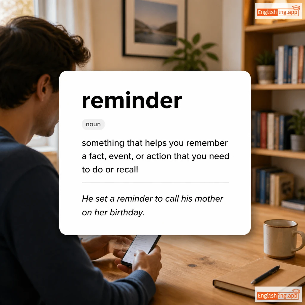 reminder definition card — visual illustration of the meaning