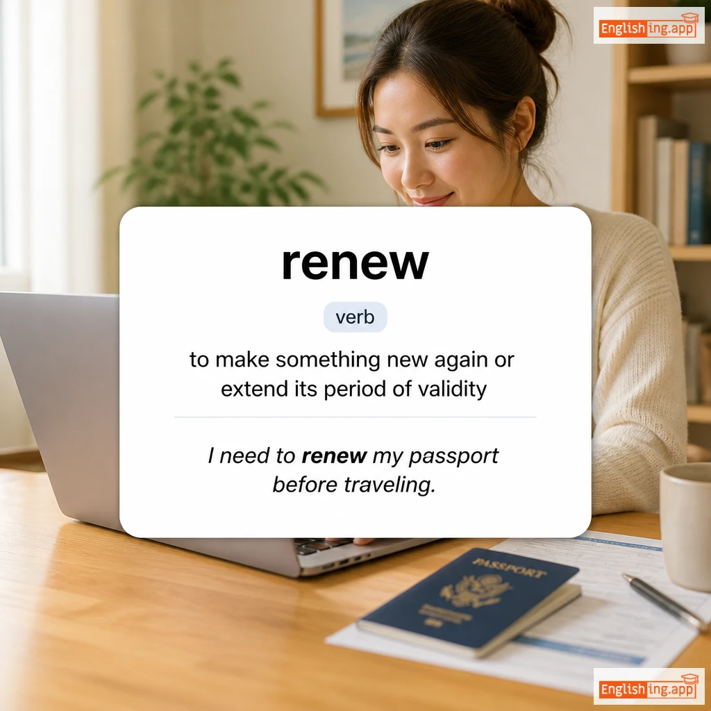 renew definition card — visual illustration of the meaning