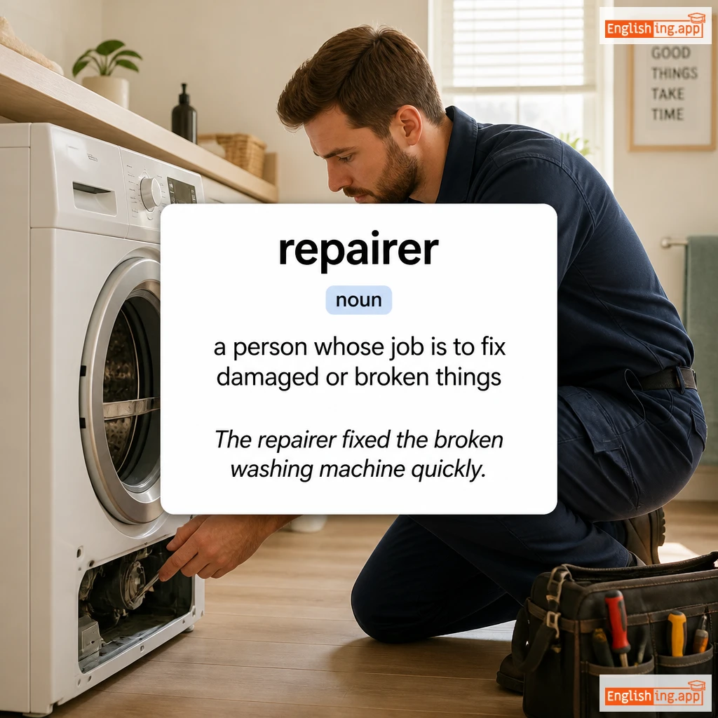 repairer definition card — visual illustration of the meaning