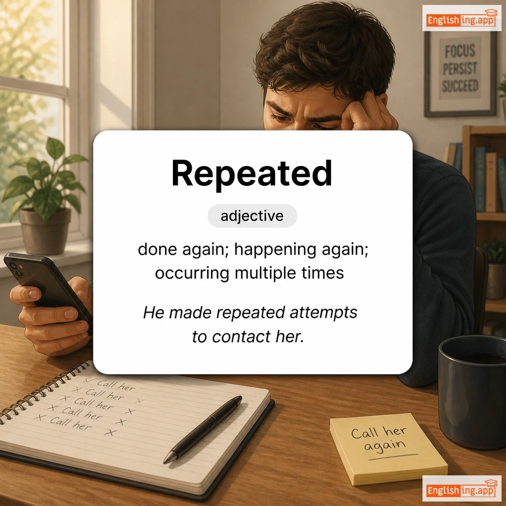 Repeated definition card — visual illustration of the meaning