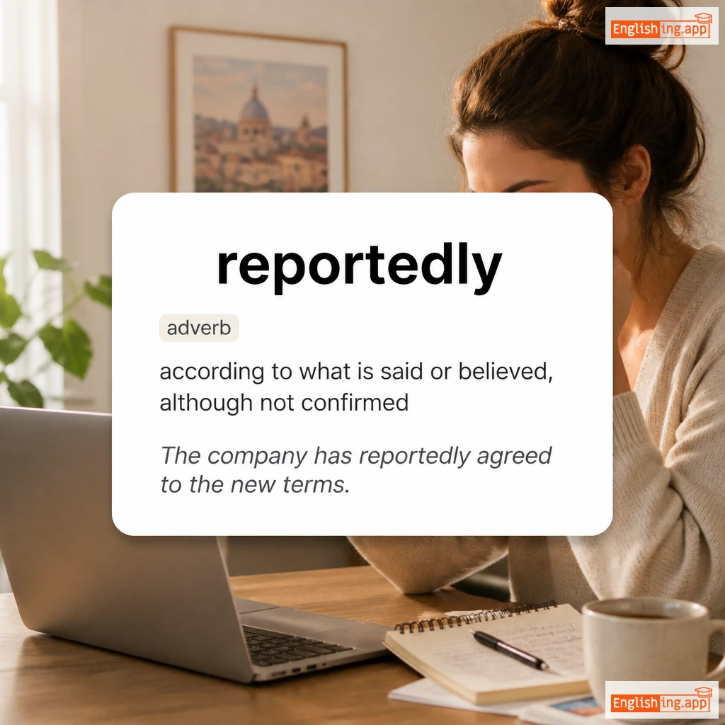 reportedly definition card — visual illustration of the meaning