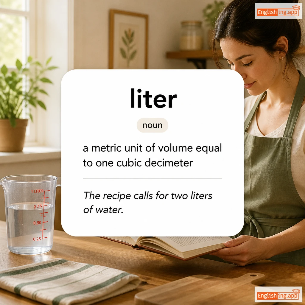 liter definition card — visual illustration of the meaning