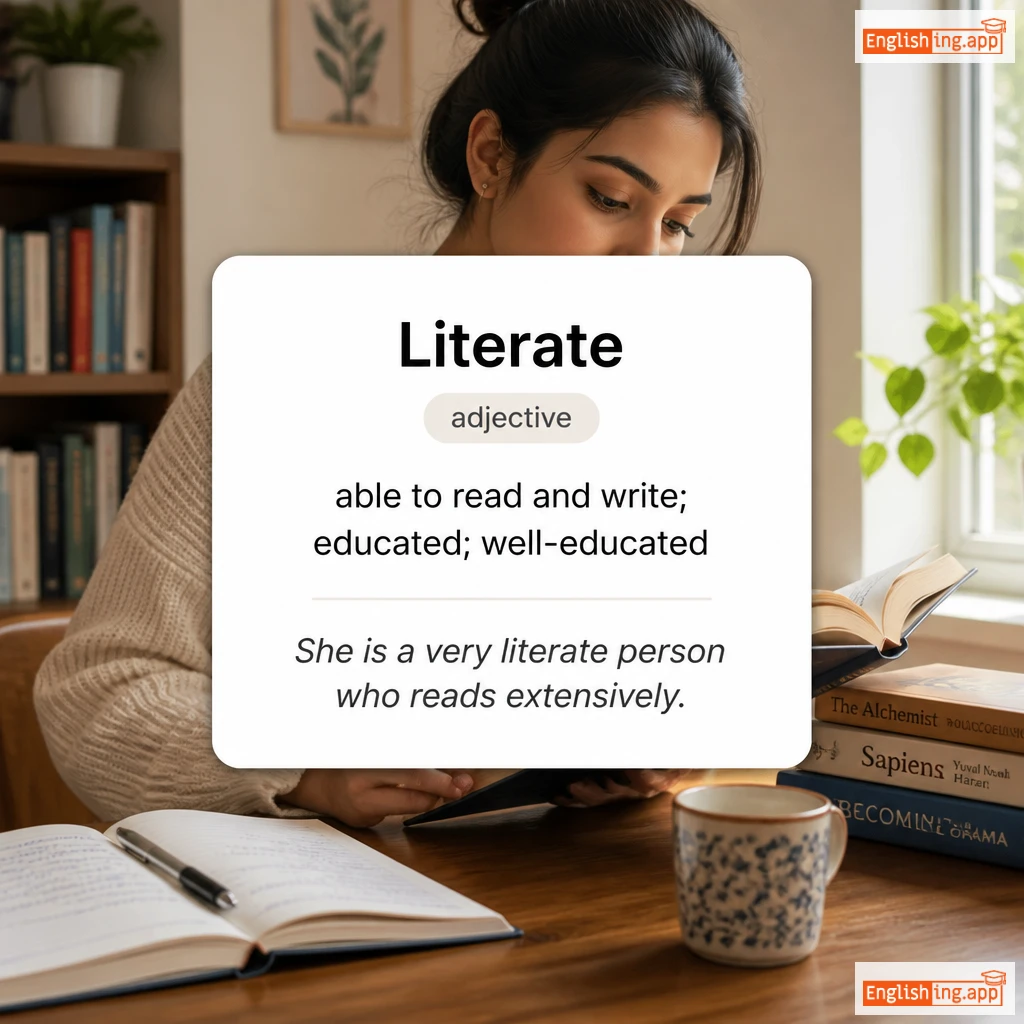 Literate definition card — visual illustration of the meaning