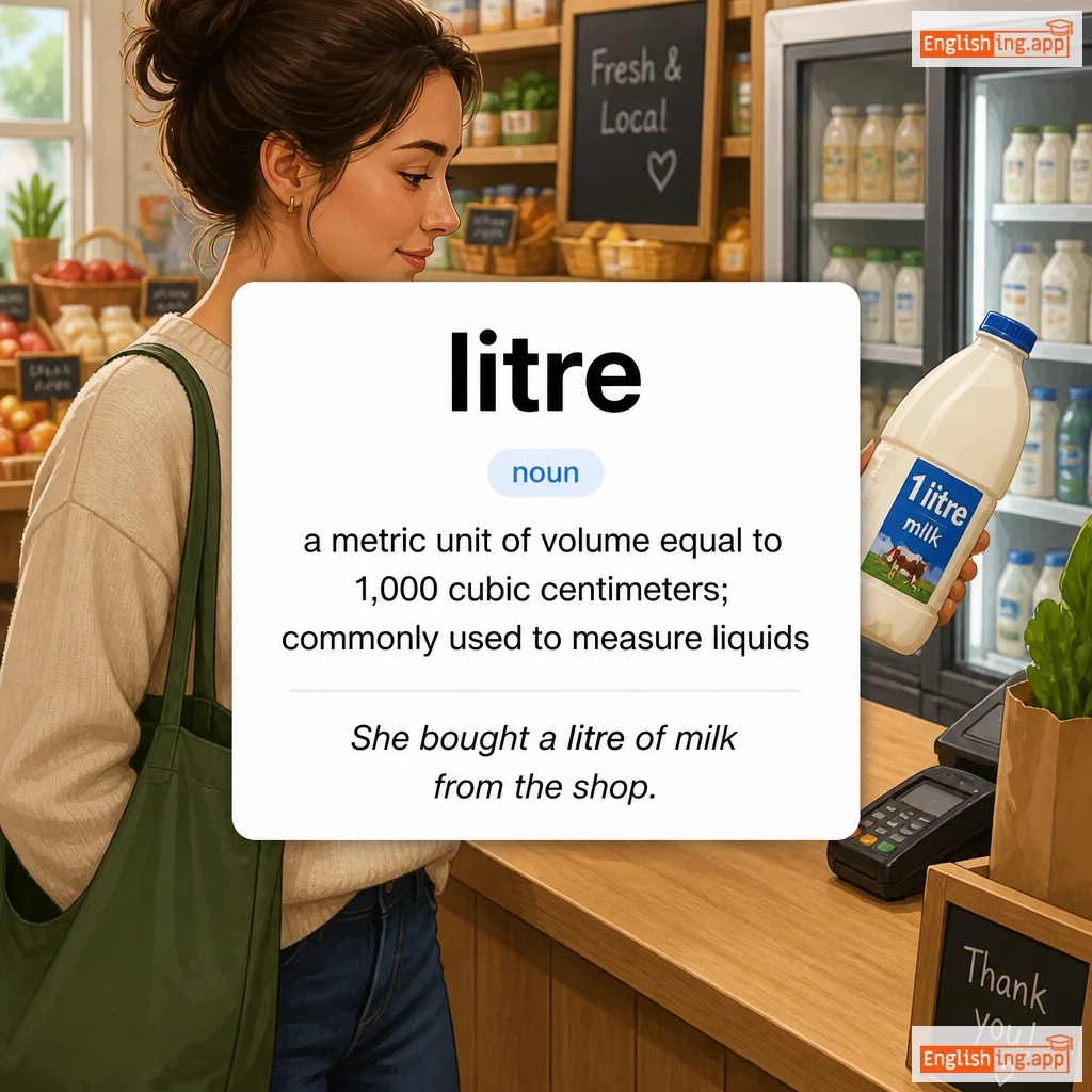 litre definition card — visual illustration of the meaning