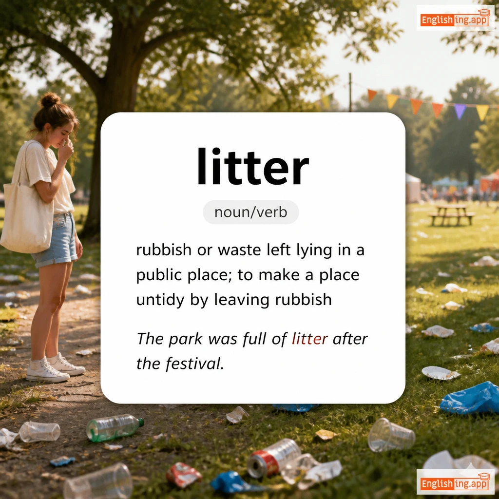 litter definition card — visual illustration of the meaning