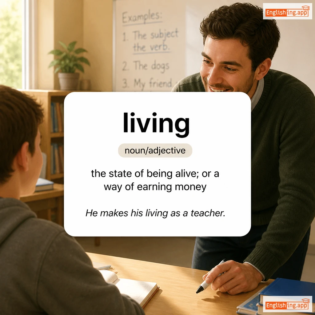 living definition card — visual illustration of the meaning