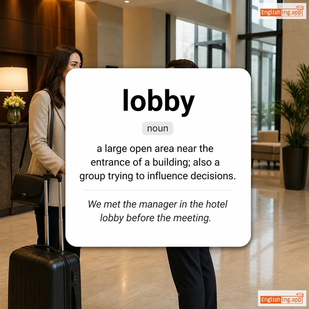 lobby definition card — visual illustration of the meaning