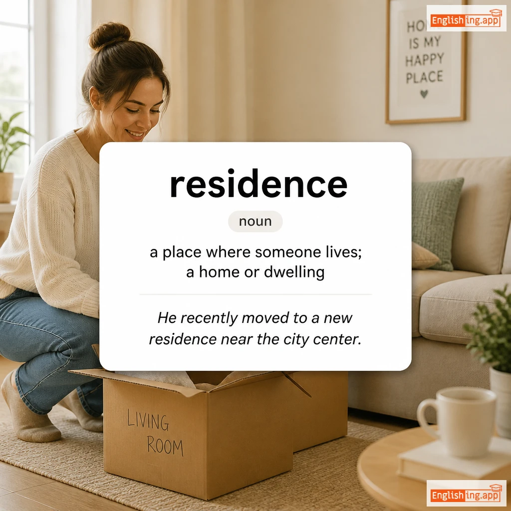 residence definition card — visual illustration of the meaning