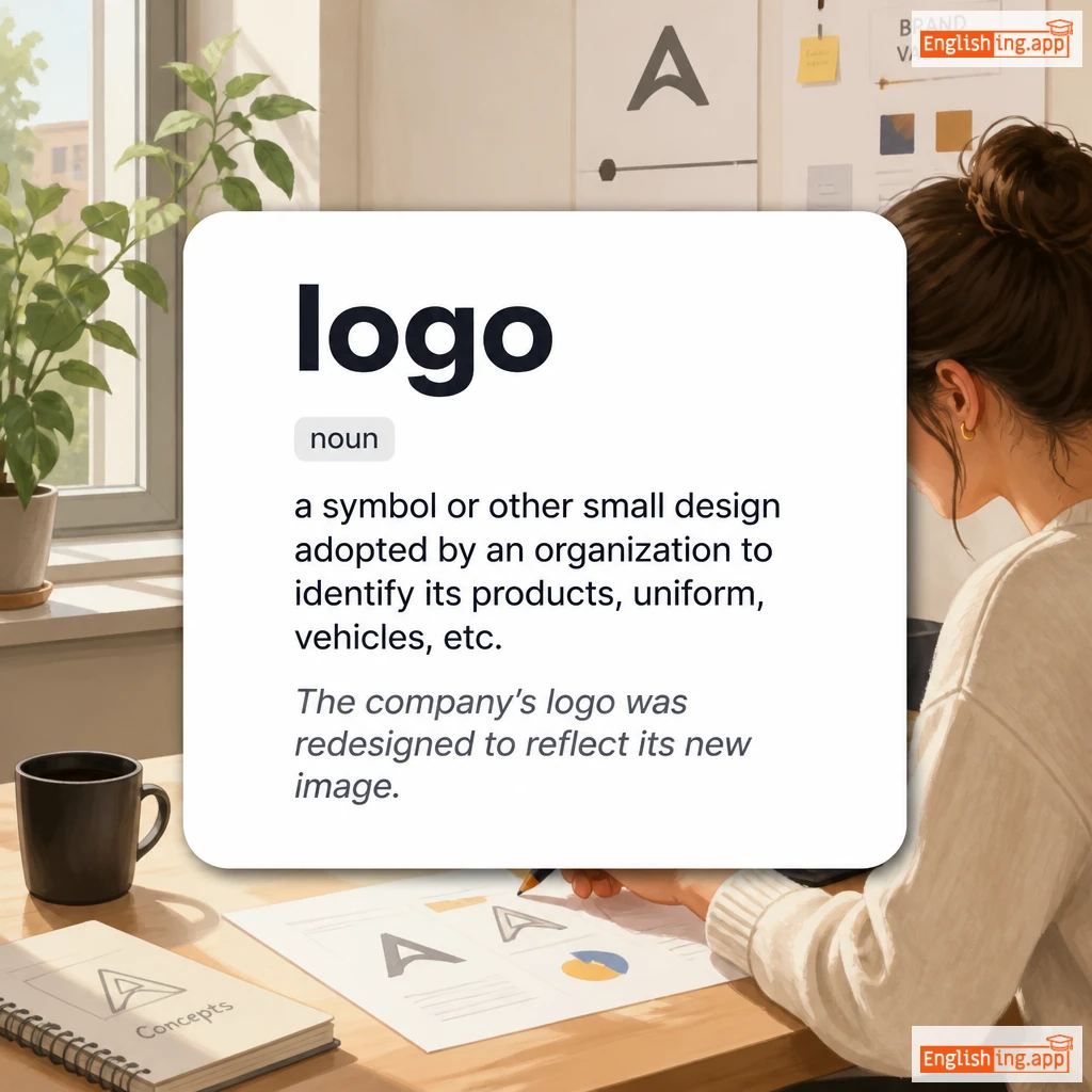 logo definition card — visual illustration of the meaning