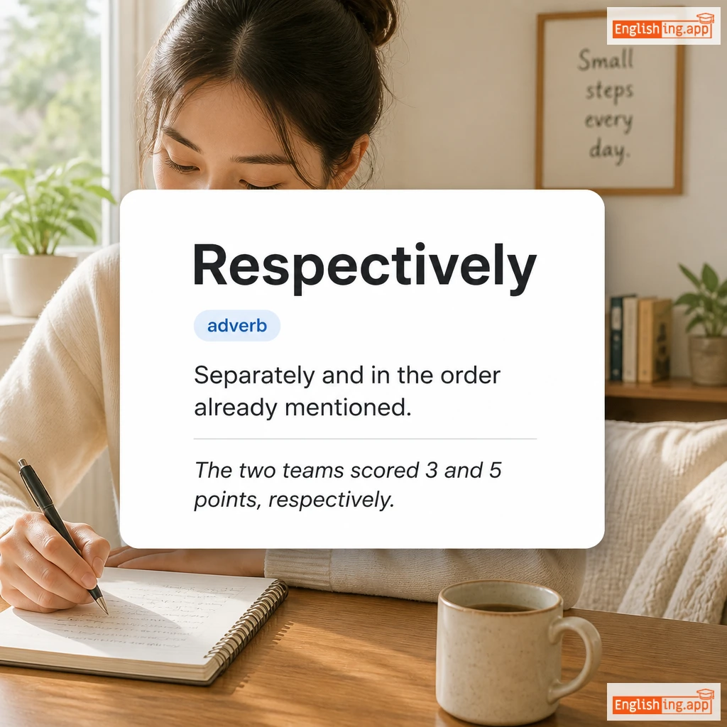 Respectively definition card — visual illustration of the meaning