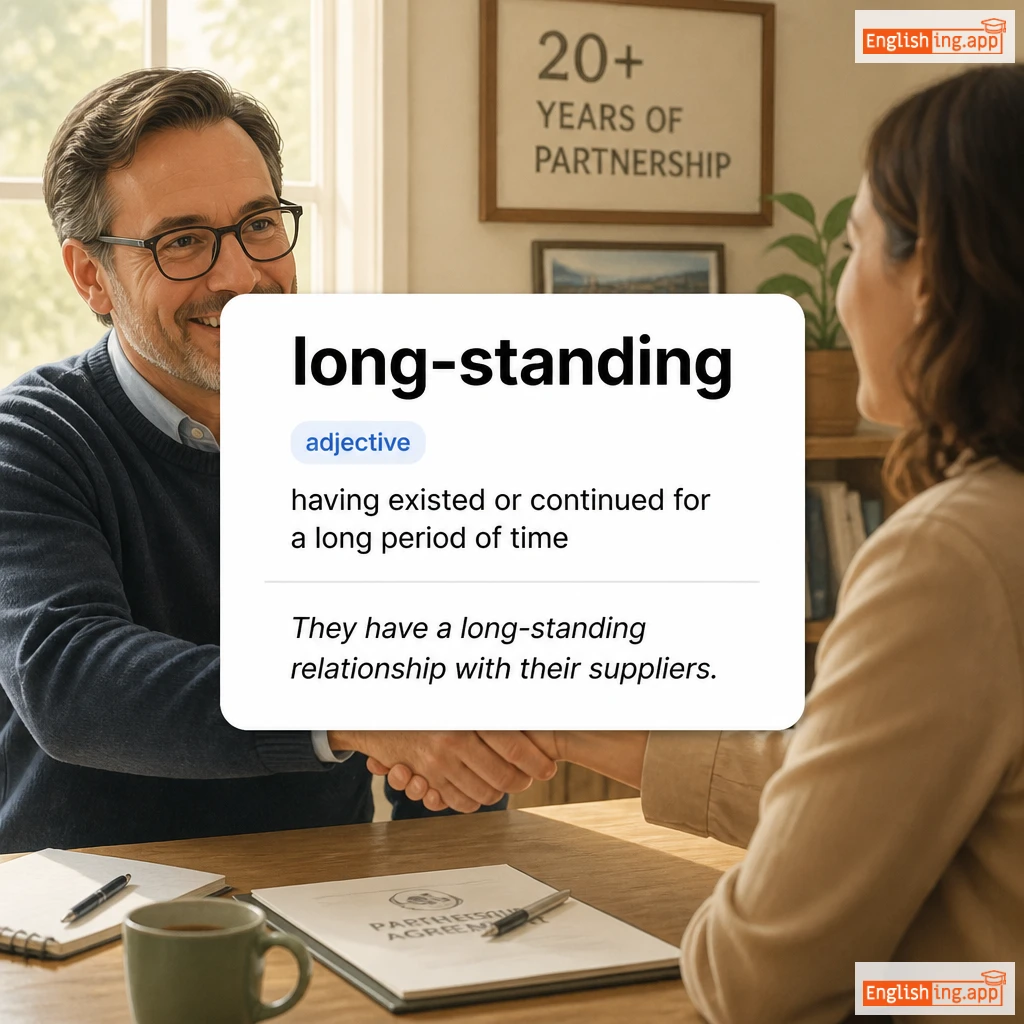 long-standing definition card — visual illustration of the meaning