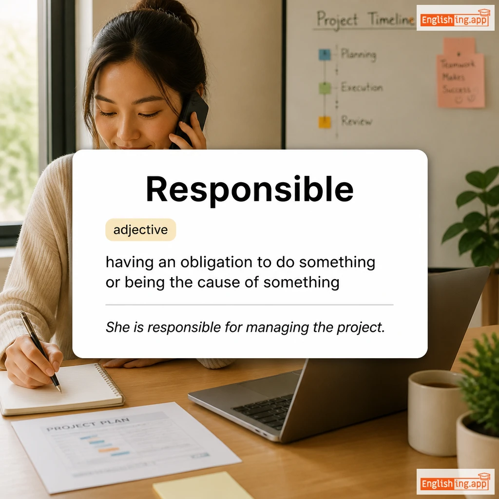 Responsible definition card — visual illustration of the meaning