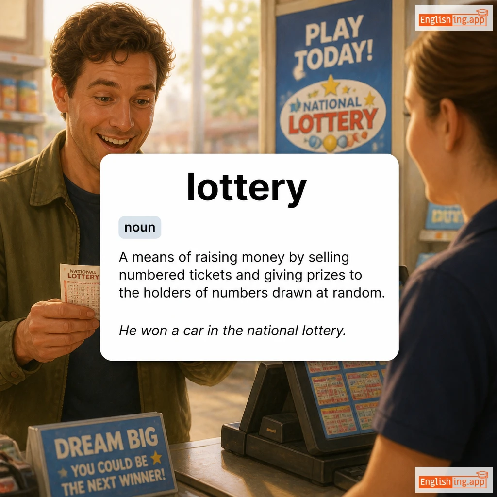 lottery definition card — visual illustration of the meaning
