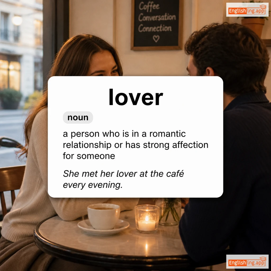 lover definition card — visual illustration of the meaning