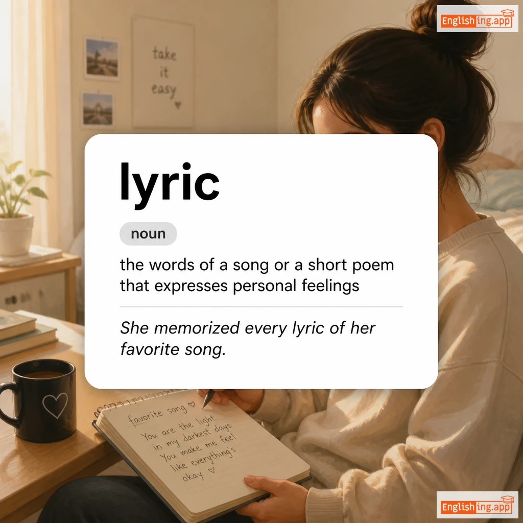 lyric definition card — visual illustration of the meaning