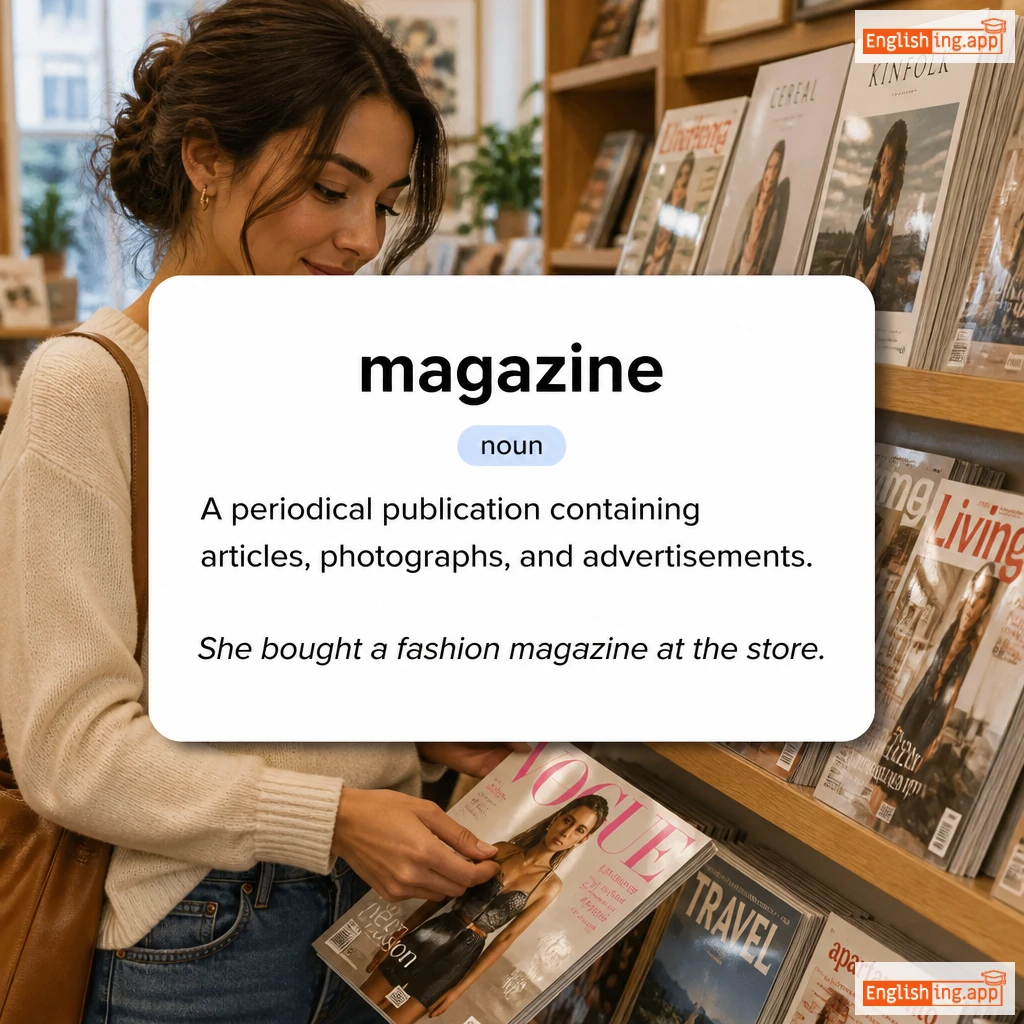 magazine definition card — visual illustration of the meaning