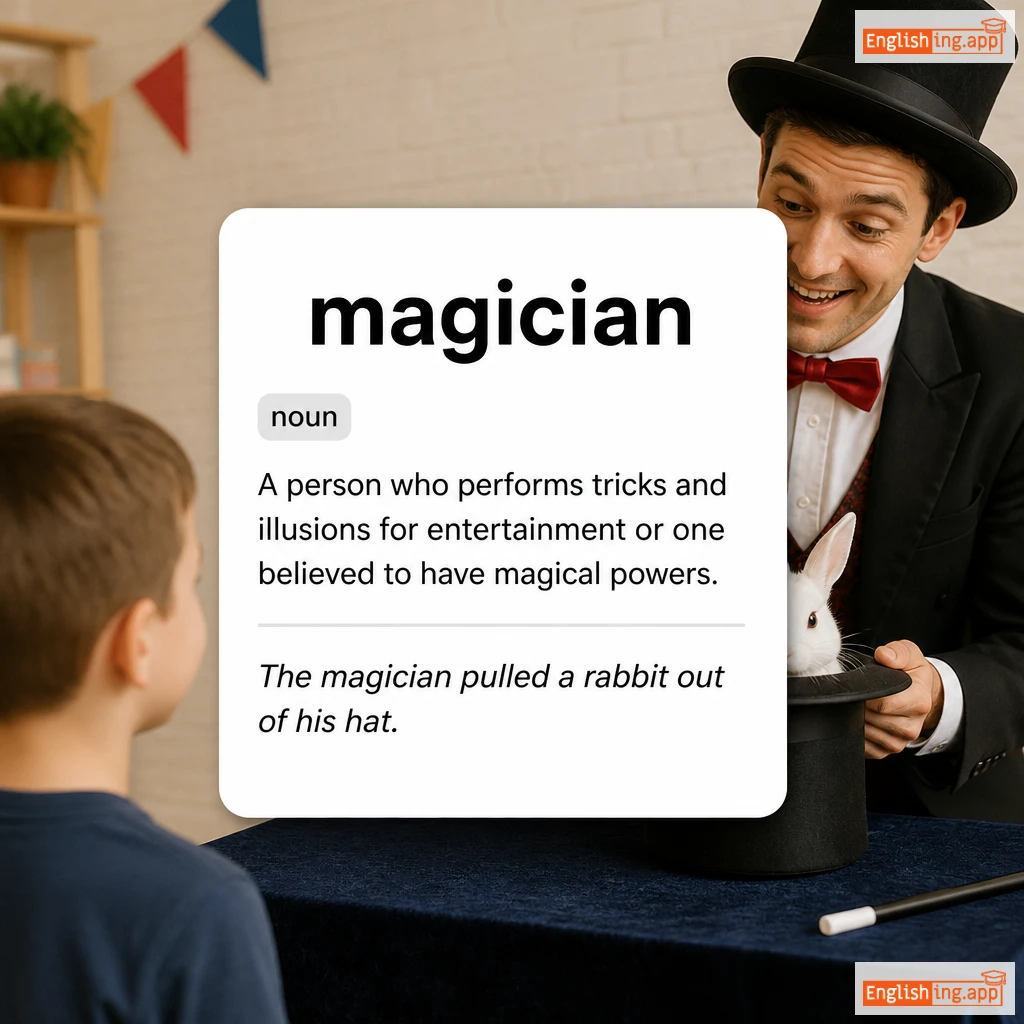 magician definition card — visual illustration of the meaning