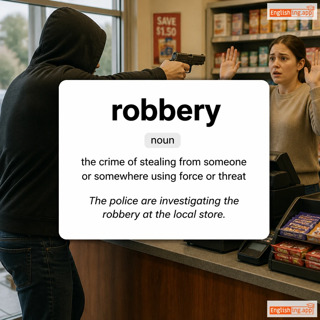 robbery definition card — visual illustration of the meaning