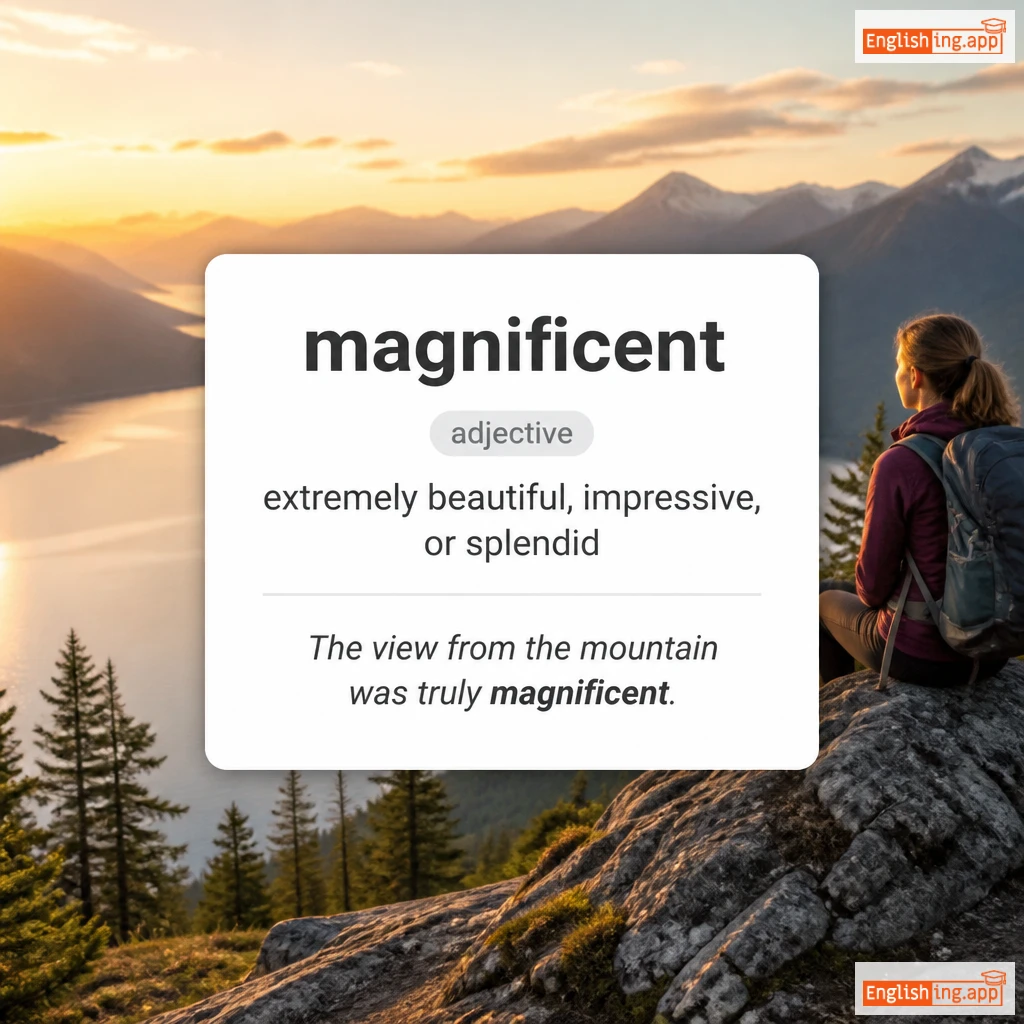 magnificent definition card — visual illustration of the meaning