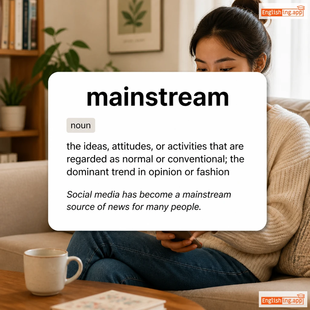 mainstream definition card — visual illustration of the meaning