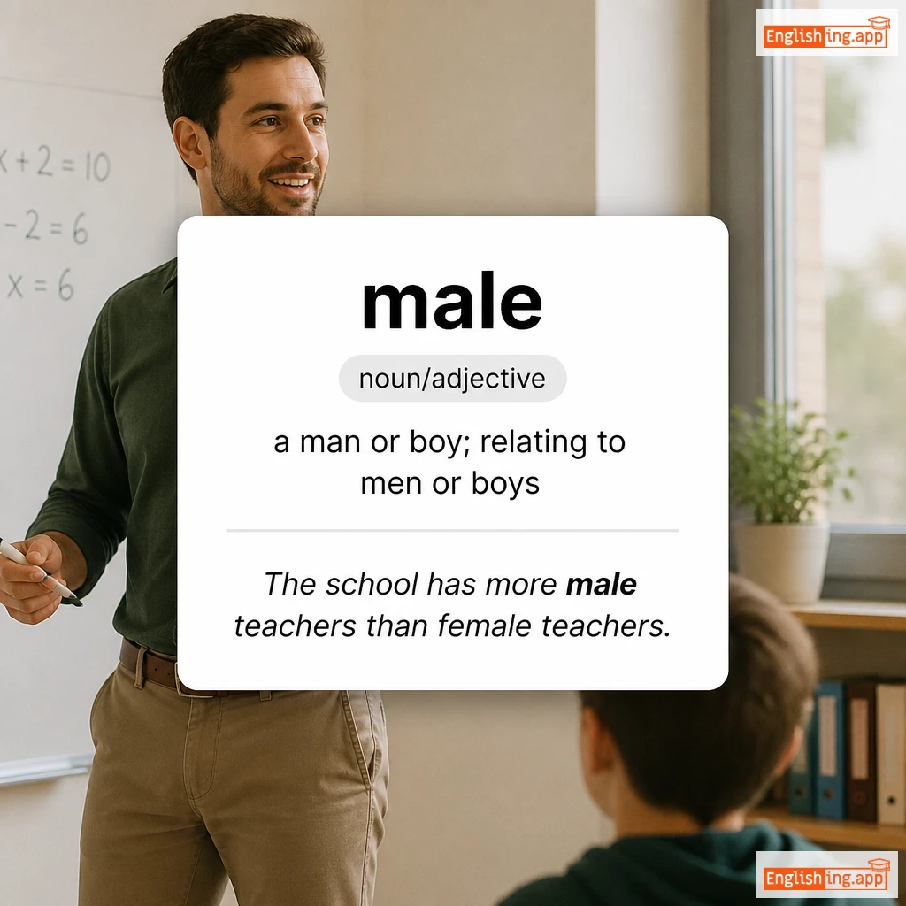 male definition card — visual illustration of the meaning