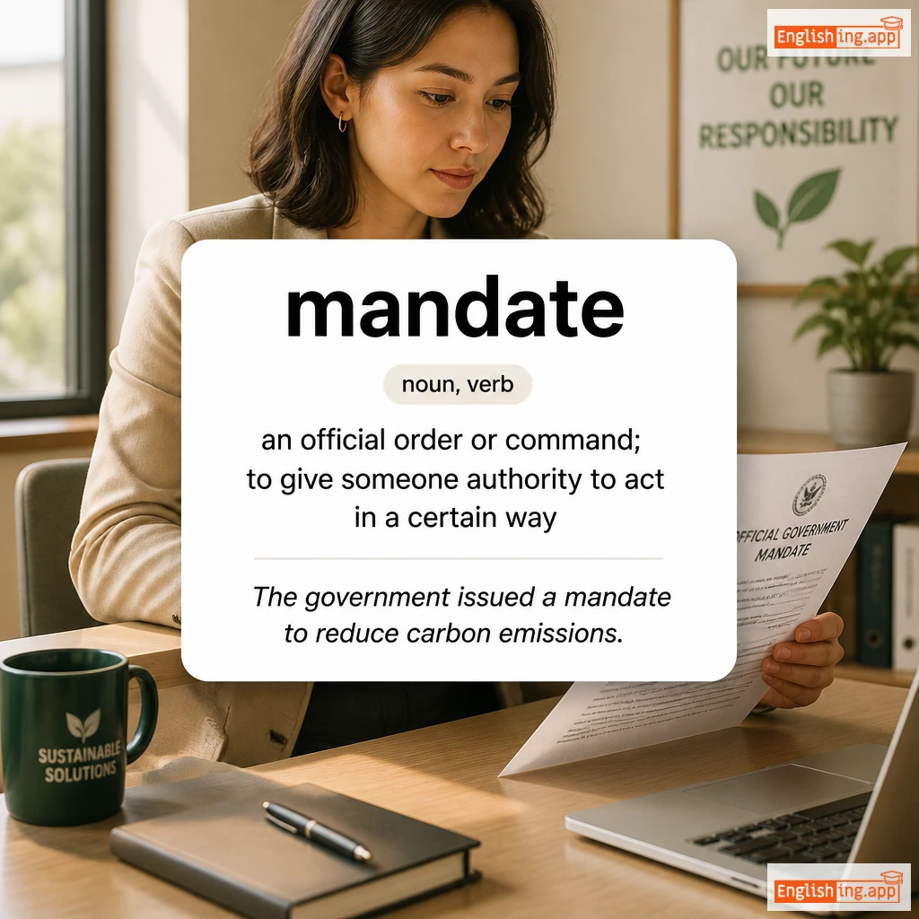 mandate definition card — visual illustration of the meaning