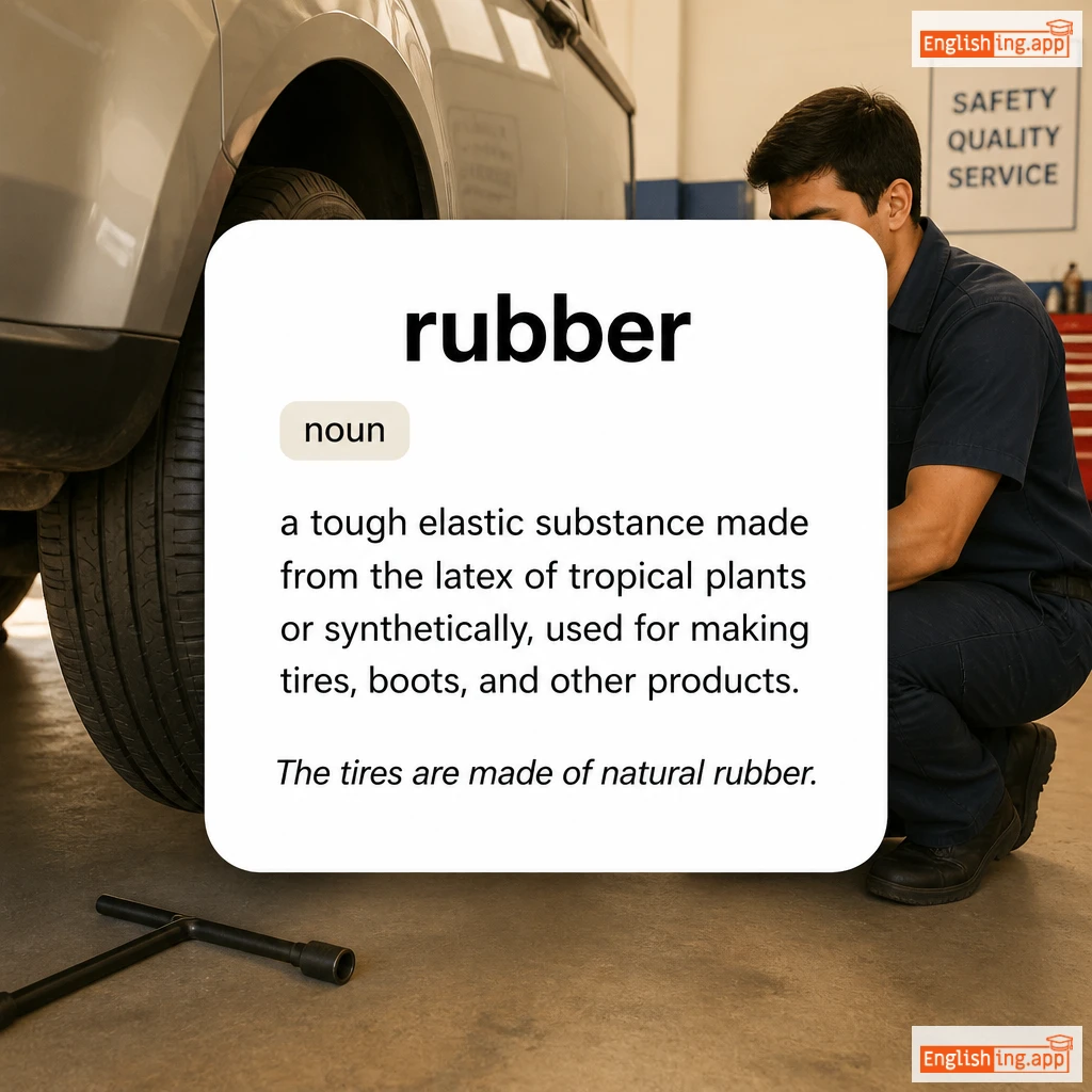 rubber definition card — visual illustration of the meaning
