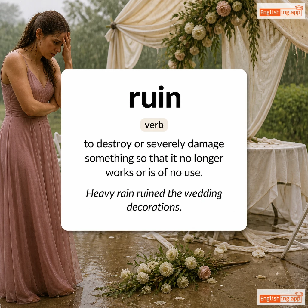 ruin definition card — visual illustration of the meaning