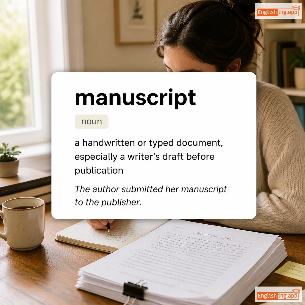 manuscript definition card — visual illustration of the meaning