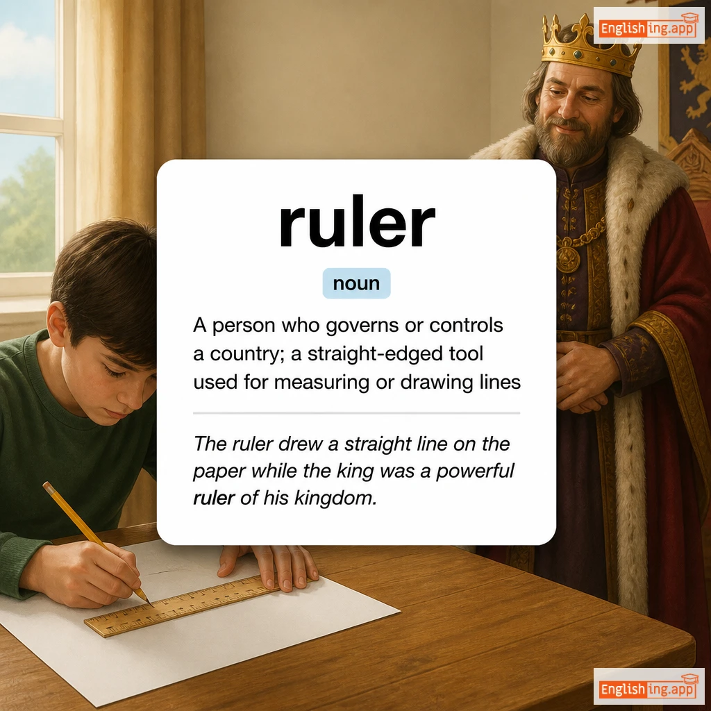 ruler definition card — visual illustration of the meaning