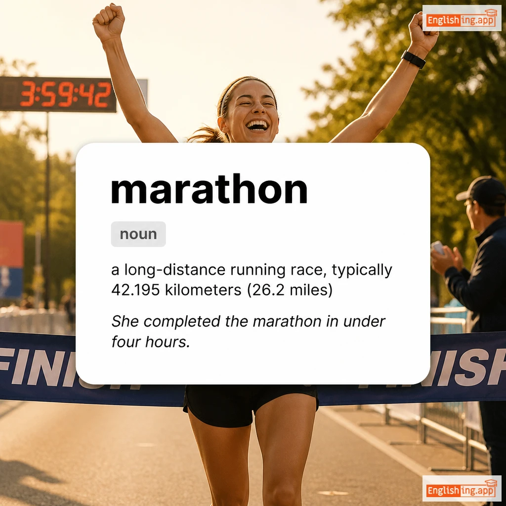 marathon definition card — visual illustration of the meaning
