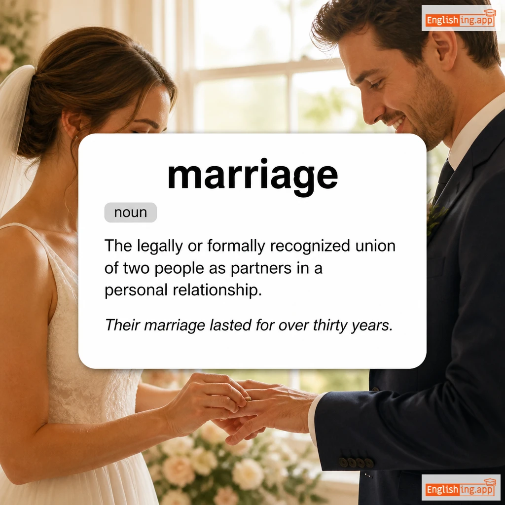 marriage definition card — visual illustration of the meaning